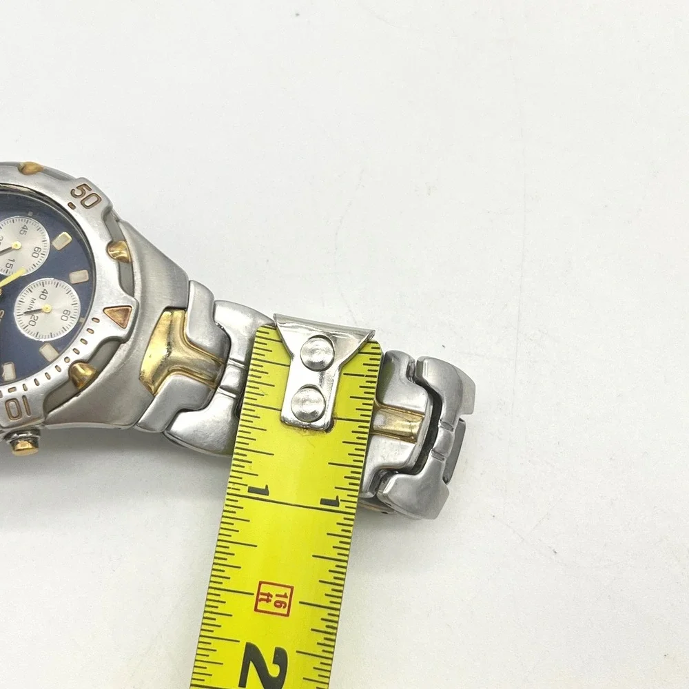Seiko Chronograph Alarm 7T62-0CR0 Blue Dial Two Tone Stainless Steel Watch